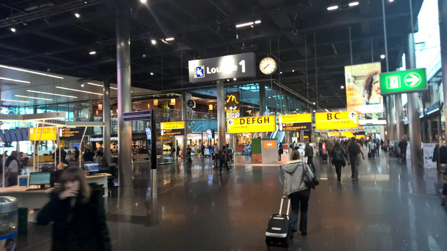 Arrival in Schiphol Airport